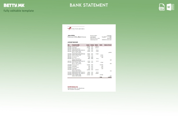 модерен стил Словенија Фактор Банка банка извод шаблон ексел